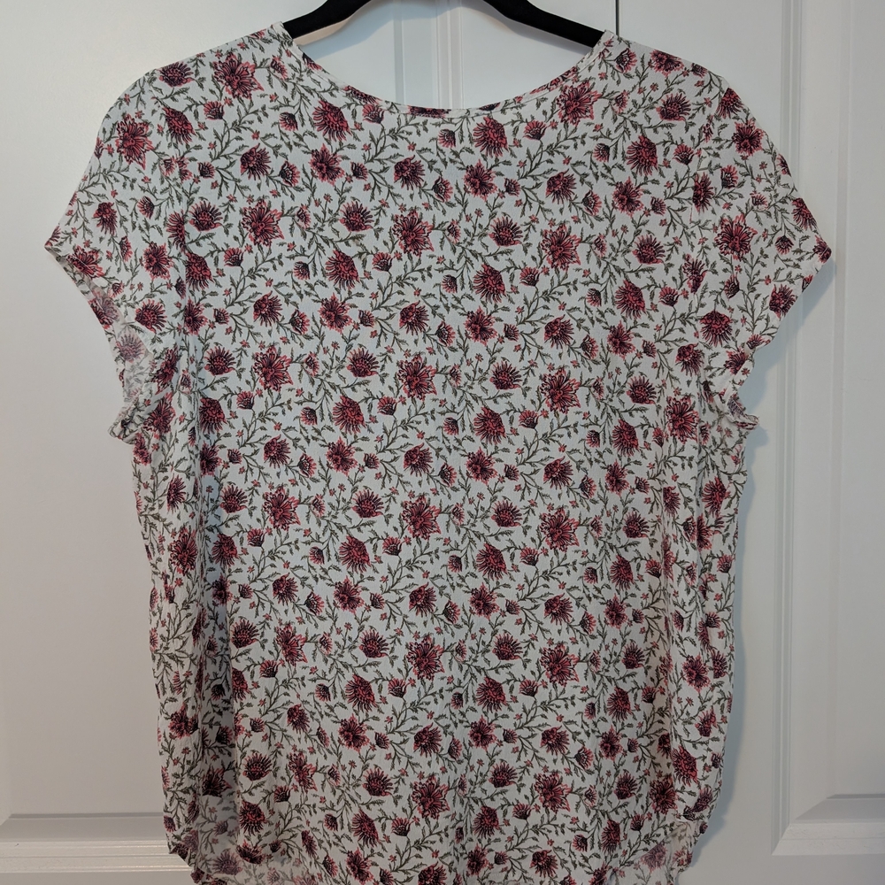 H&M Floral Blouse - Burgundy and White